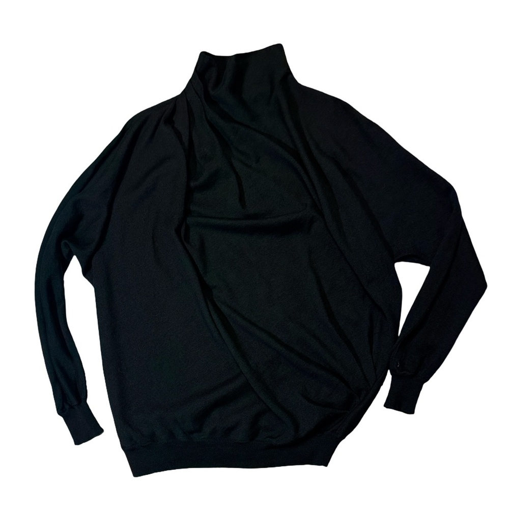 VINTAGE Gianni Versace women’s L Large black solid wool pleated sweater EUC